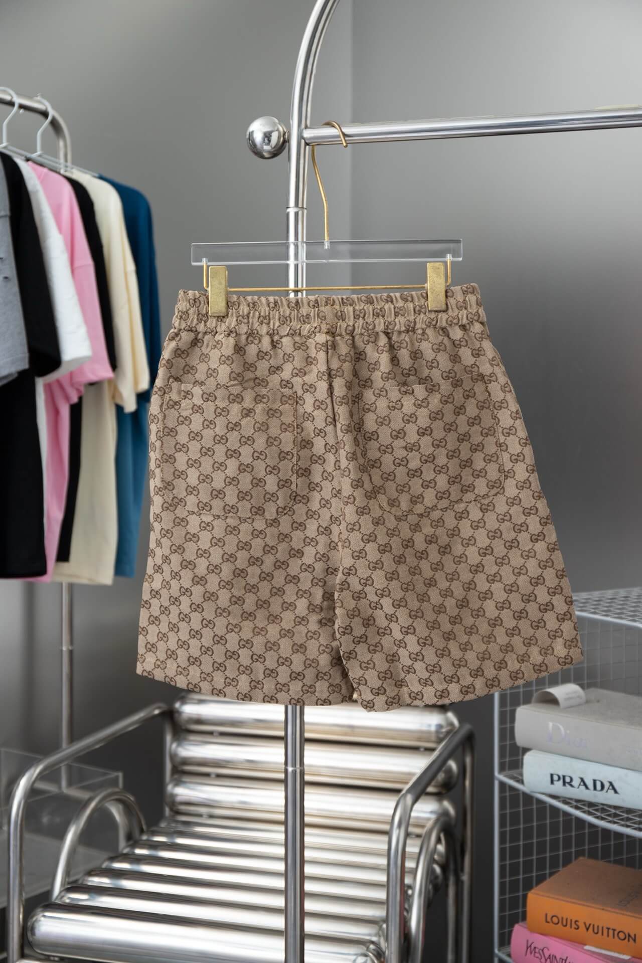 Brown All-Over Print Shorts