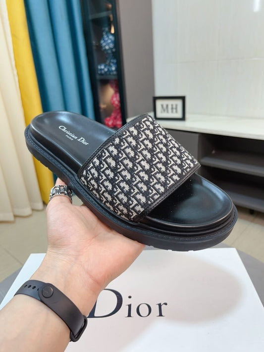 Jacquard Leather Slippers
