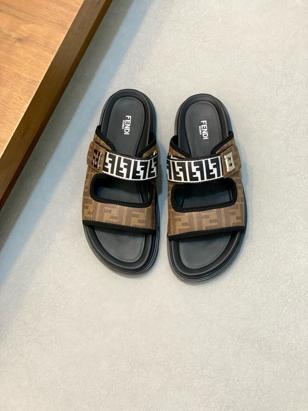 Metallic Double F Slippers