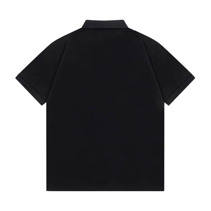 Letter Print with Contrast Collar Polo Shirt