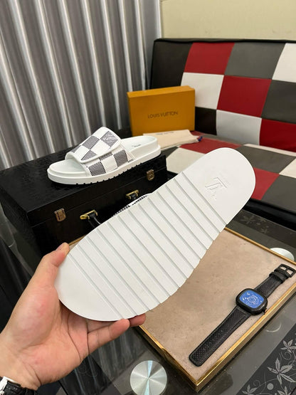 Black Checkered Design Slippers
