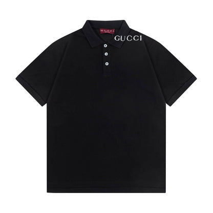 Letter Print with Contrast Collar Polo Shirt