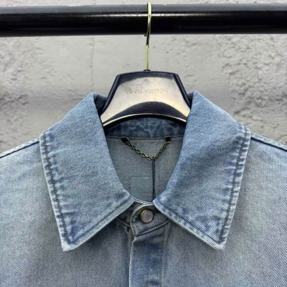 Pocket Letter Embroidered Denim Shirt