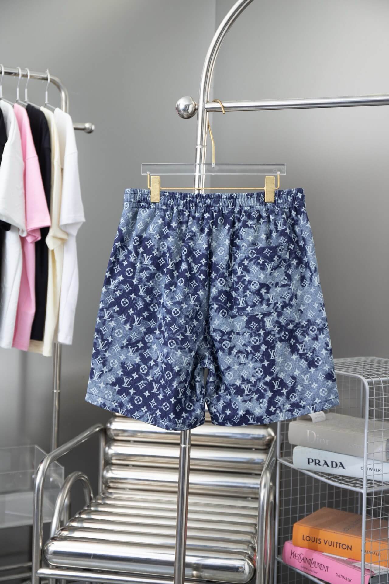 Blue All-Over Gradient Print Shorts