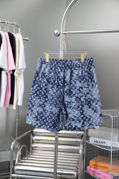 Blue All-Over Gradient Print Shorts