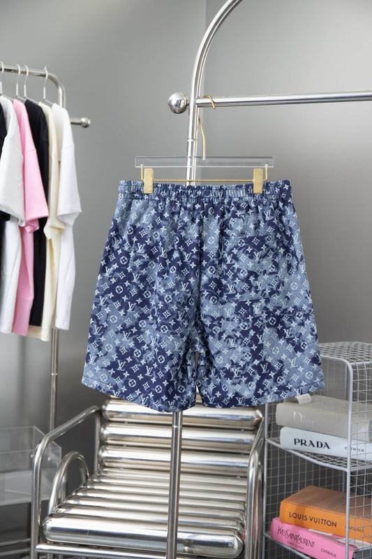 Blue All-Over Gradient Print Shorts