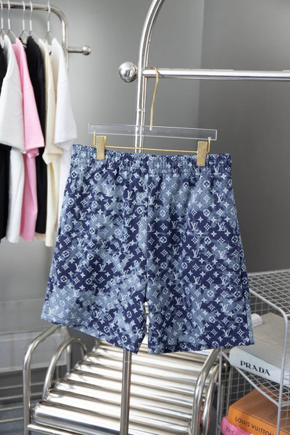 Blue All-Over Gradient Print Shorts