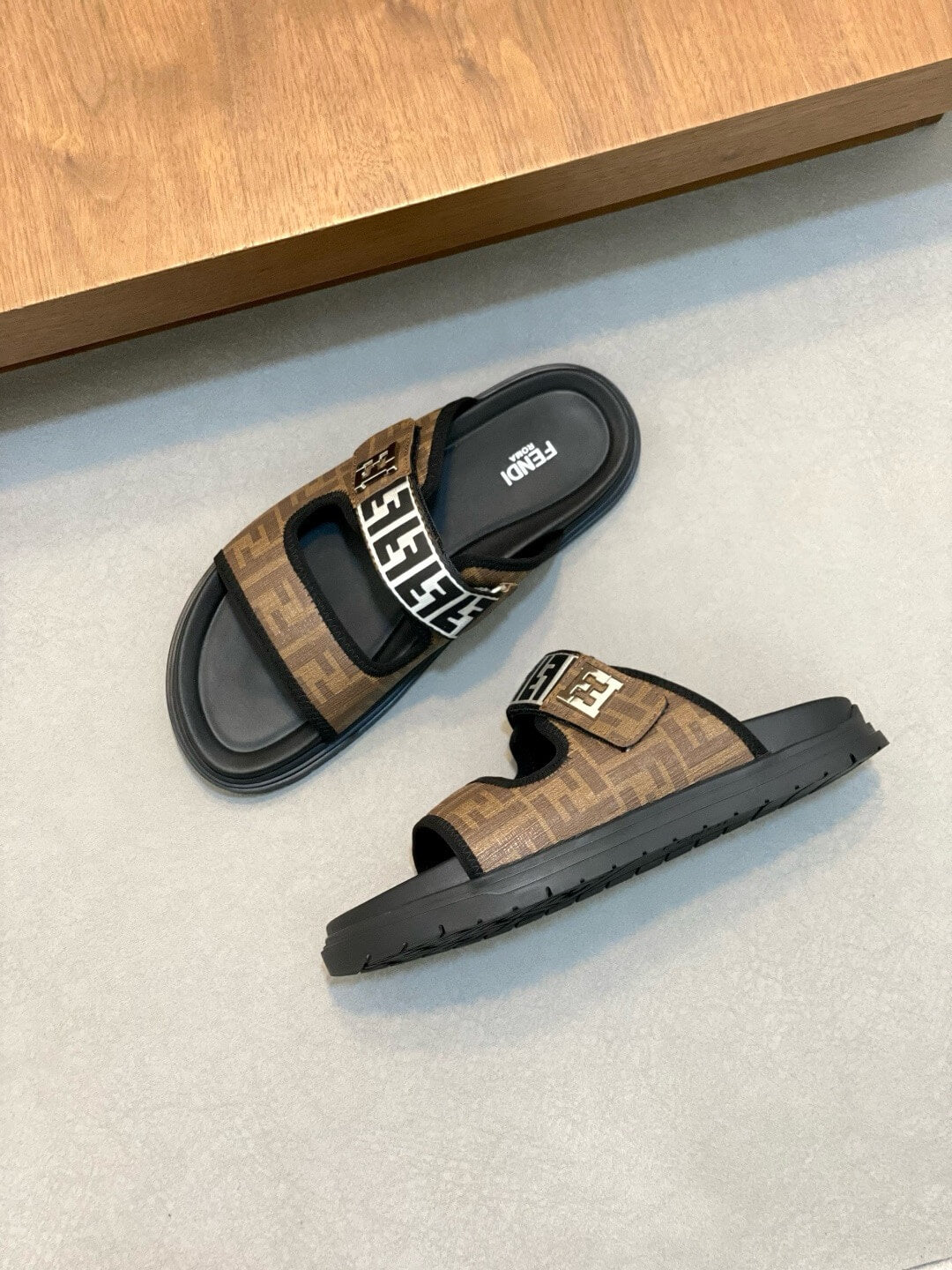 Metallic Double F Slippers