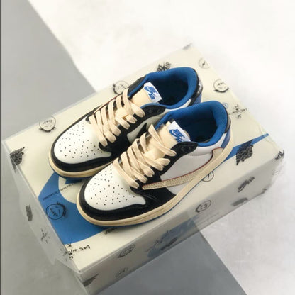 Black and blue color-block low-top sneakers