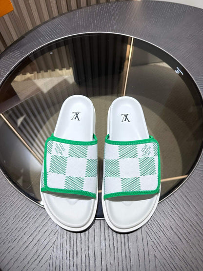 Green Checkered Design Slippers