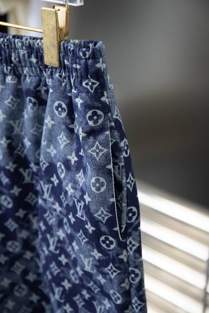 Blue All-Over Gradient Print Shorts