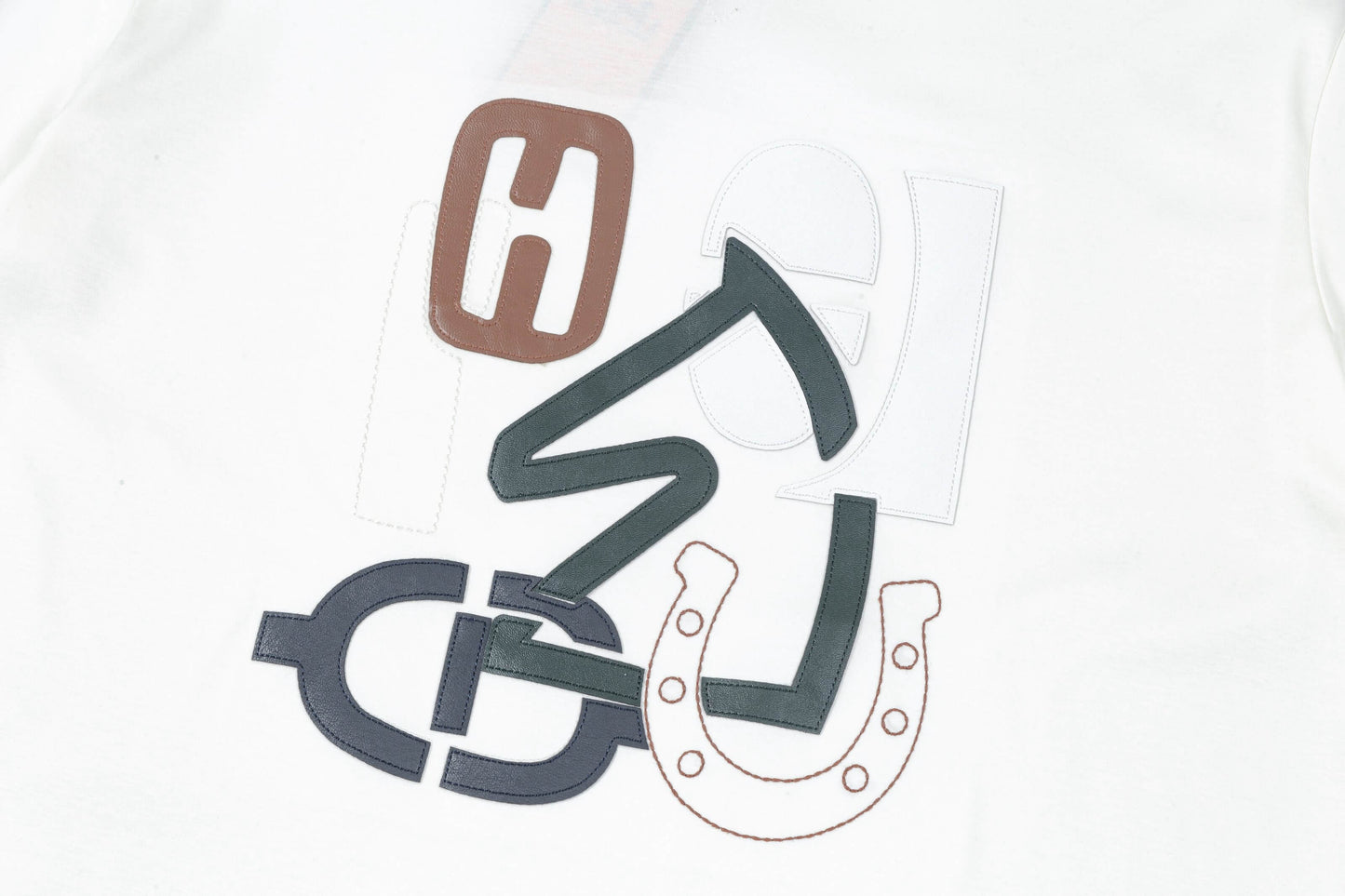 Leather Patch Embroidery T-Shirt