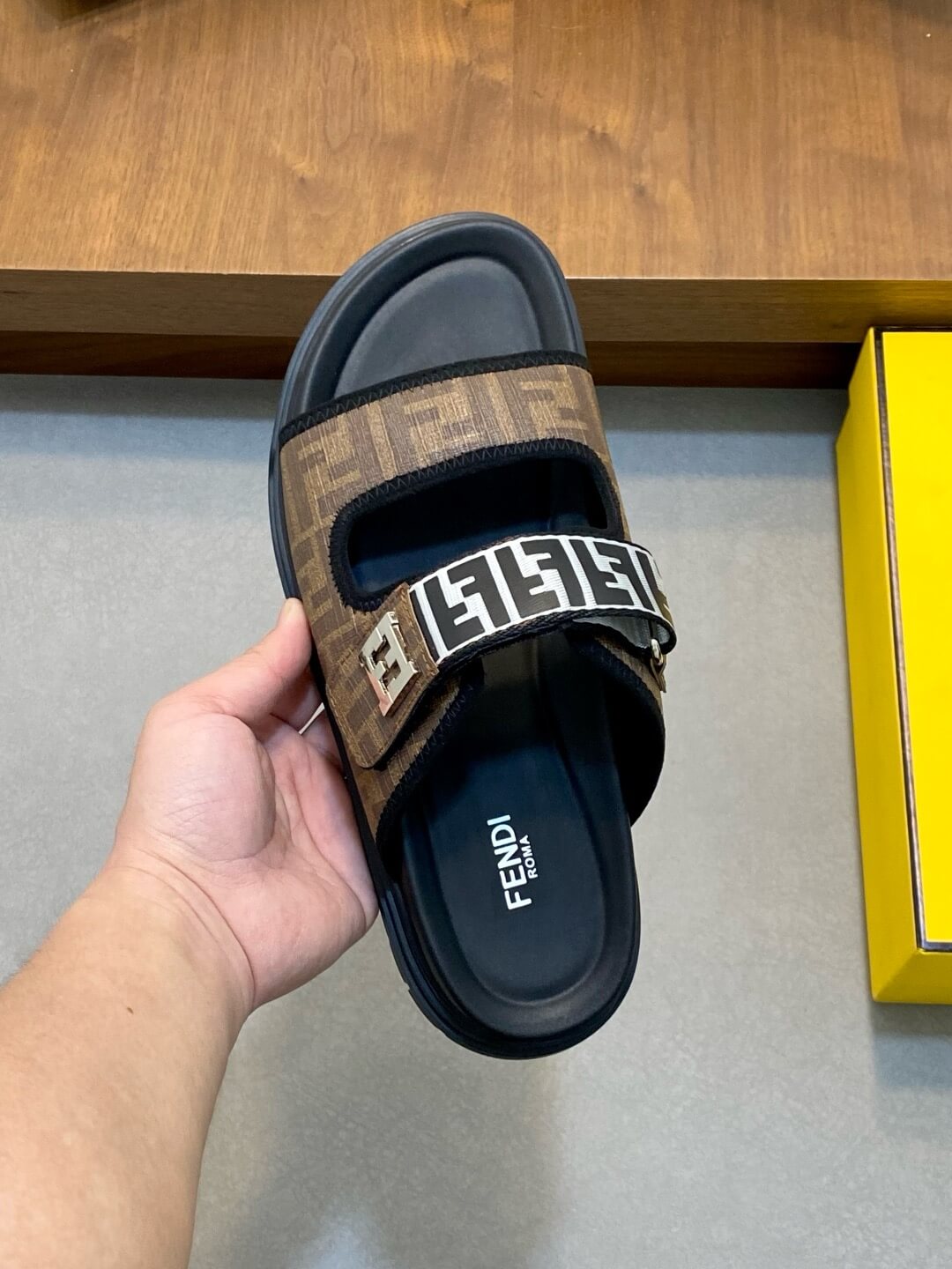 Metallic Double F Slippers