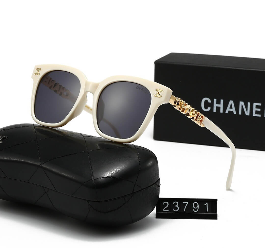 Elegant Casual Metal Font Temple Sunglasses