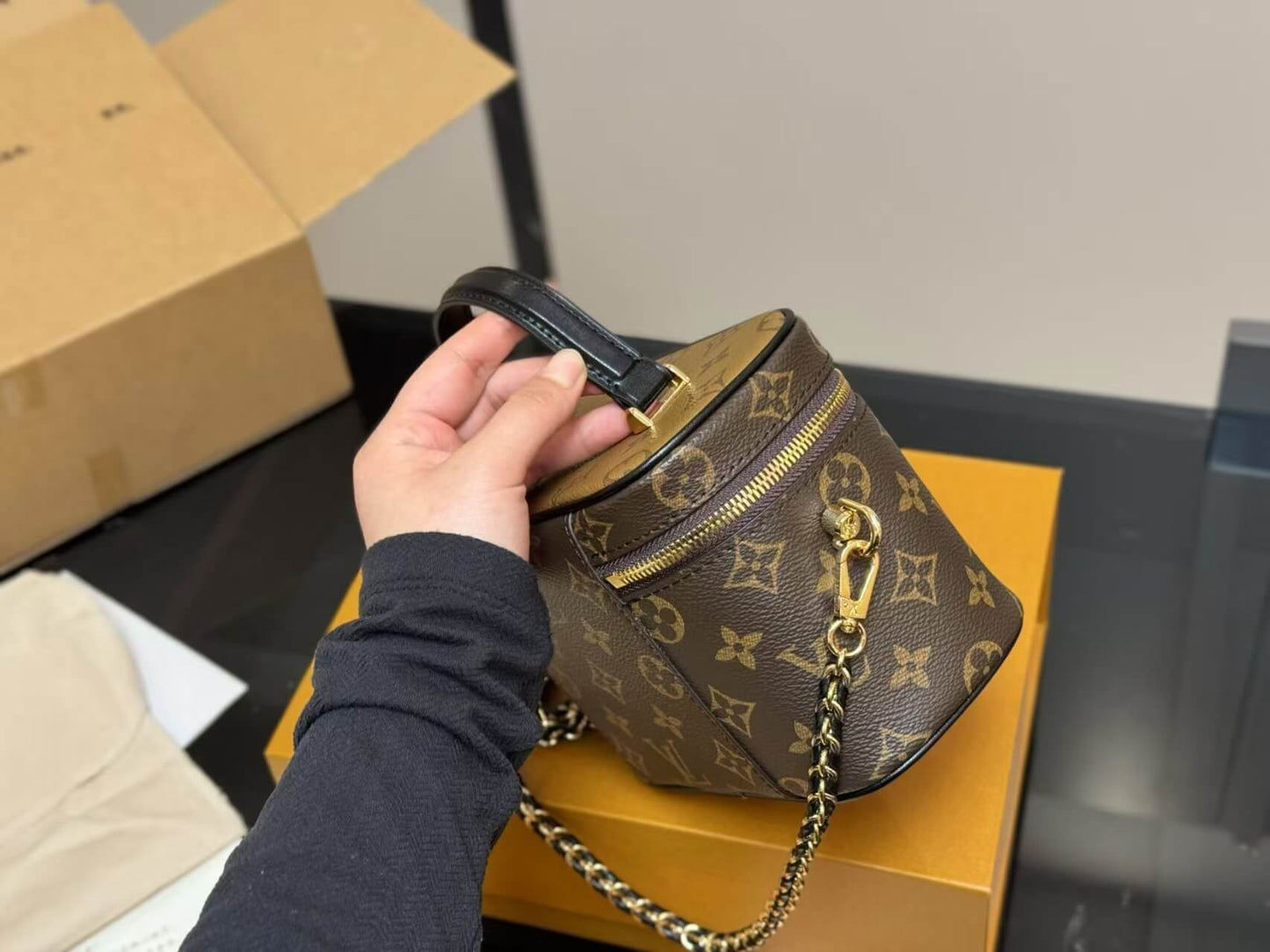 Brown Oval-Shaped Crossbody Bag