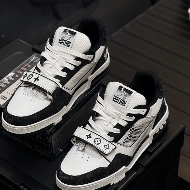 Leather classic print sneakers