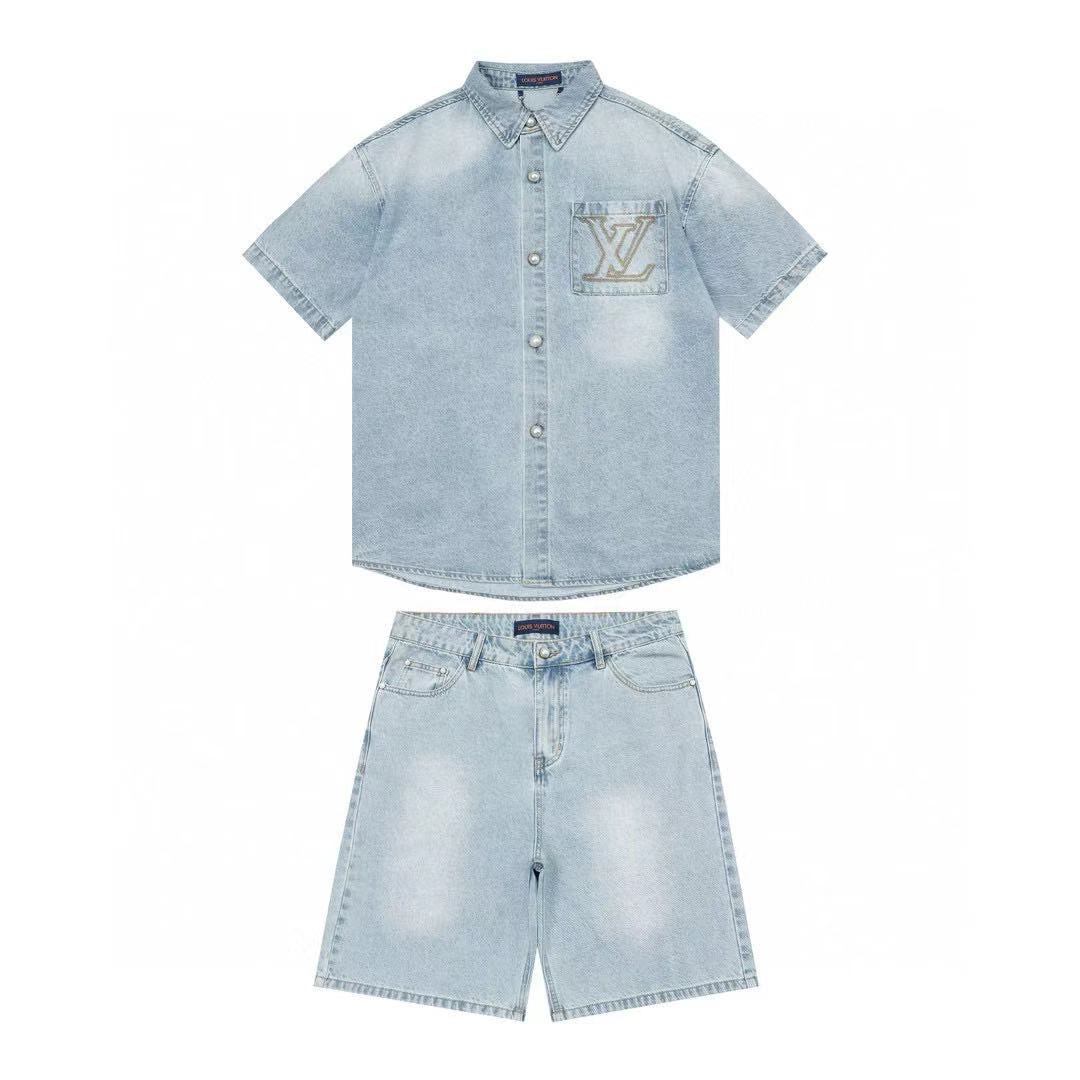 Pocket Letter Embroidered Denim Shirt