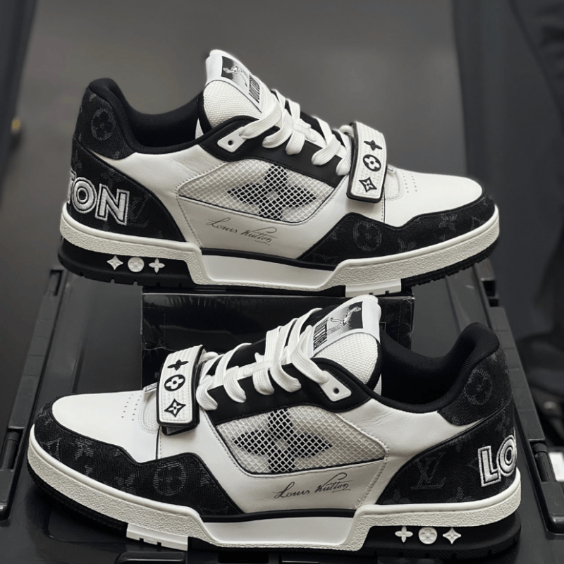 Leather classic print sneakers
