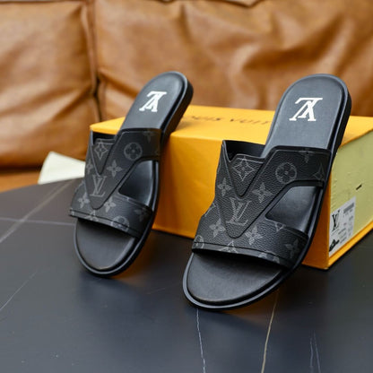 Black Full Print Pattern Slippers