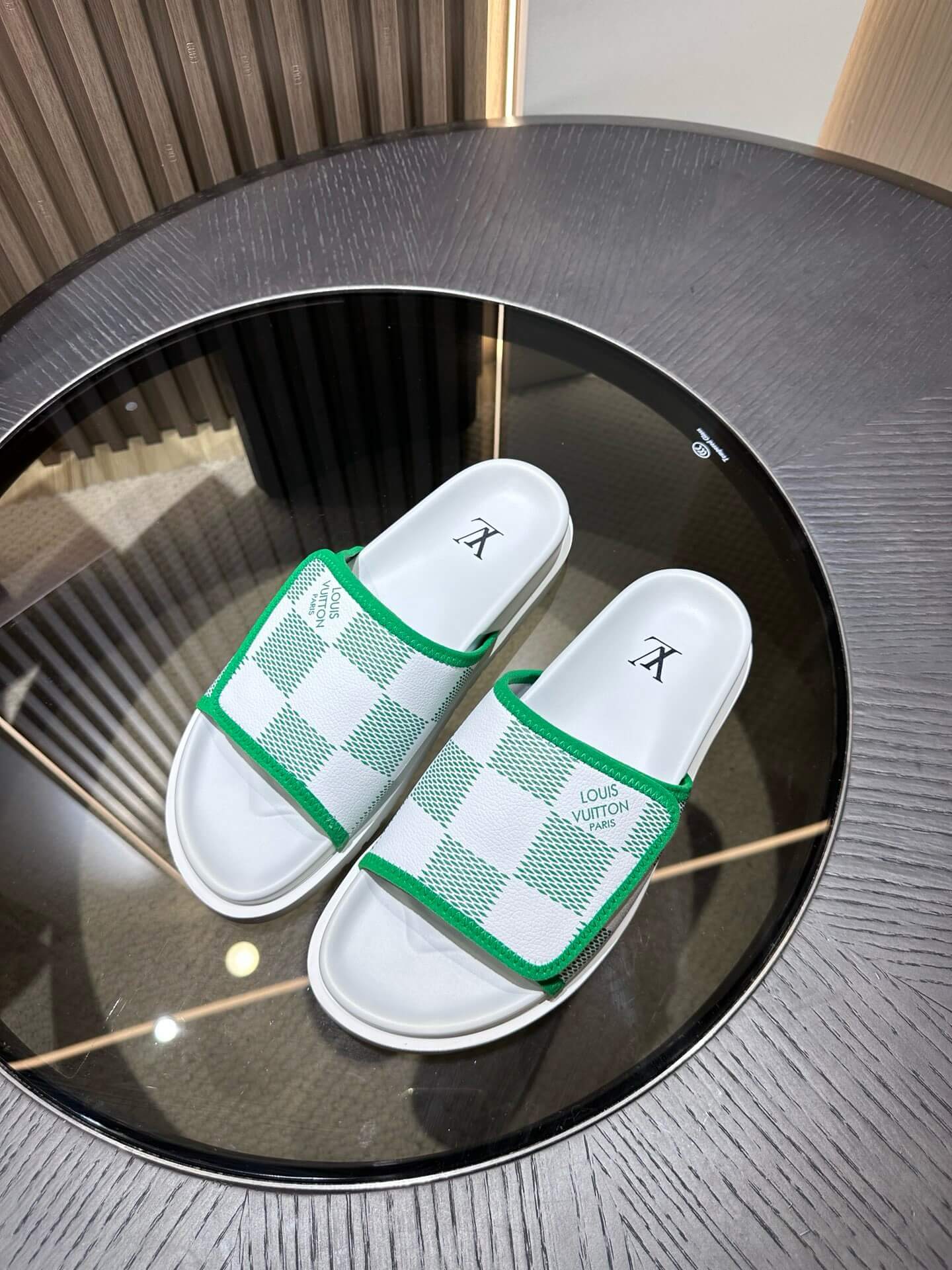Green Checkered Design Slippers