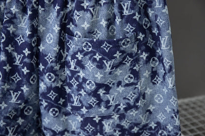 Blue All-Over Gradient Print Shorts