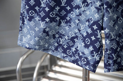 Blue All-Over Gradient Print Shorts