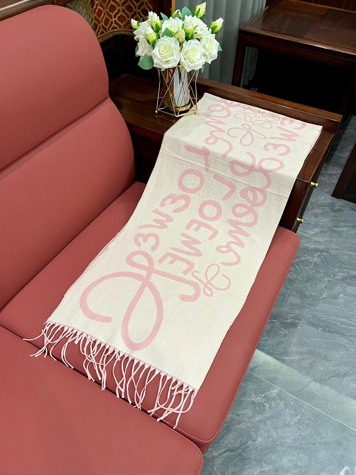 Irregular Font Print Scarf