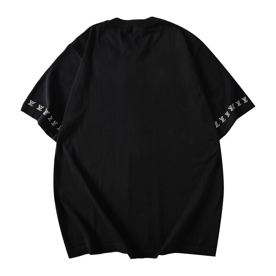 Letter Sleeve Knit T Shirt