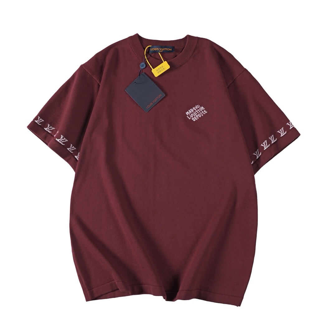 Letter Sleeve Knit T Shirt