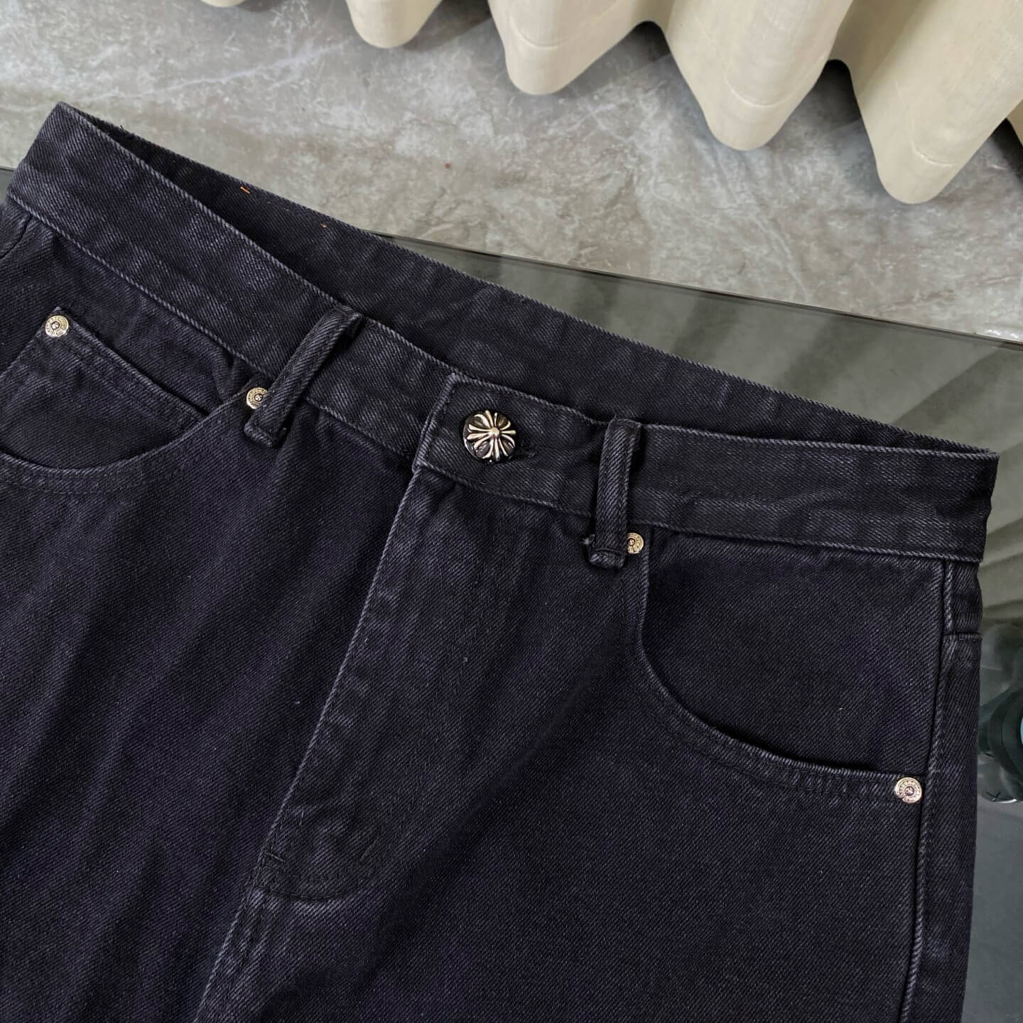 Cross Metal Patch Jeans