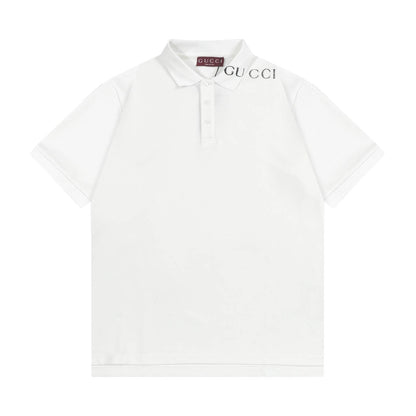 Letter Print with Contrast Collar Polo Shirt