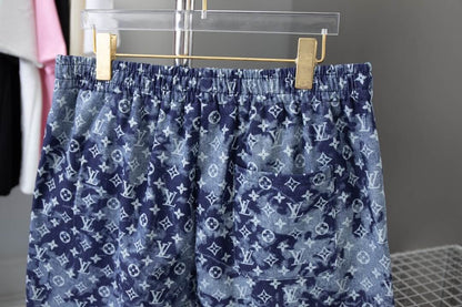 Blue All-Over Gradient Print Shorts
