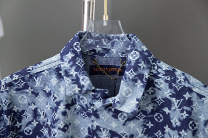 Blue All-Over Gradient Print T Shirt