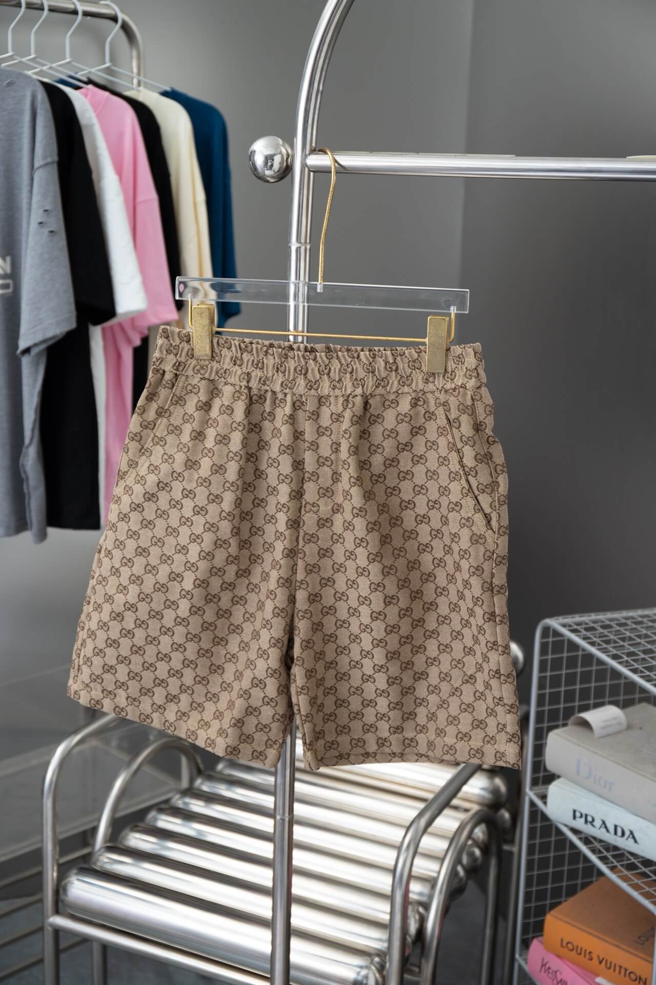 Brown All-Over Print Shorts