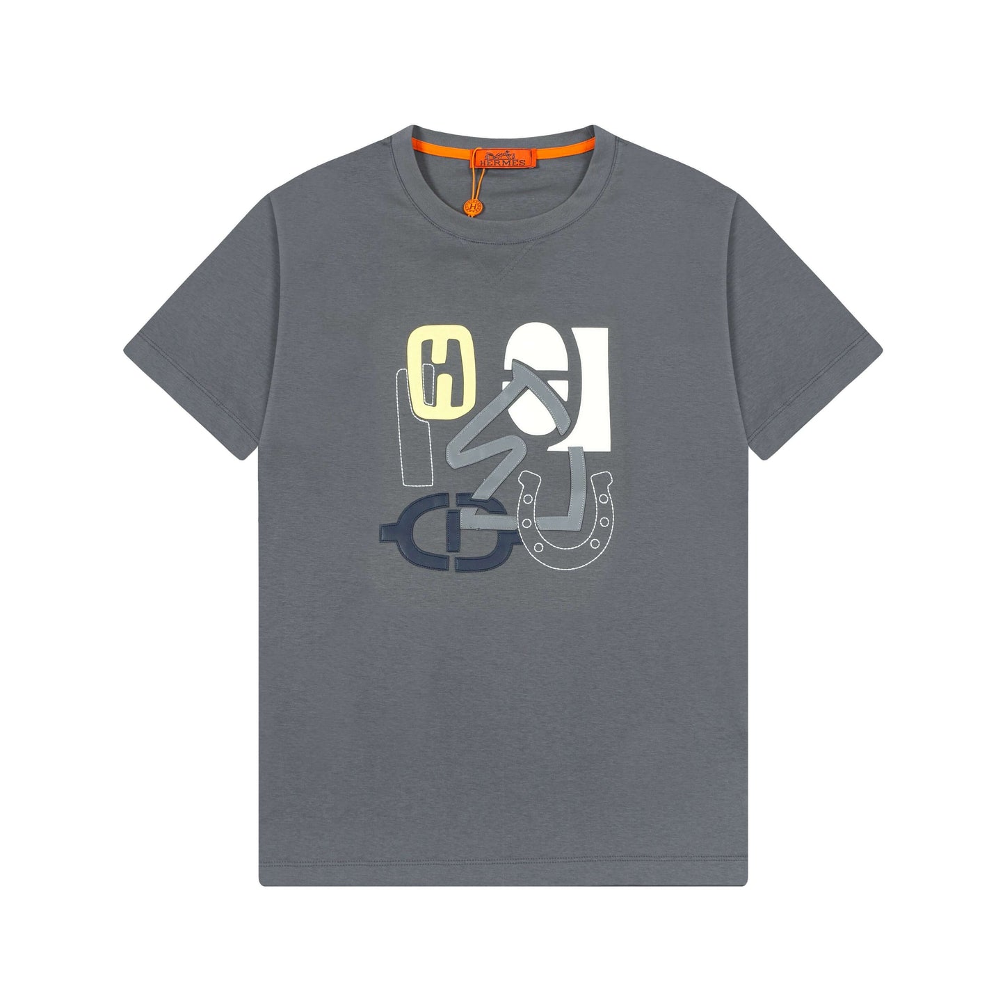 Leather Patch Embroidery T-Shirt