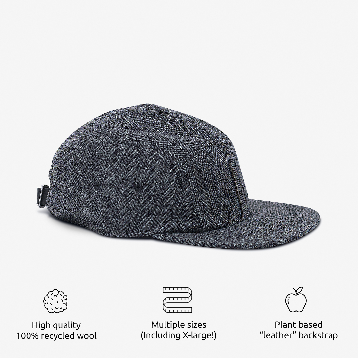 Black & Grey Wool 5-Panel