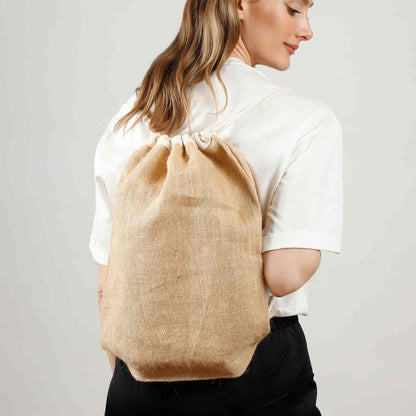 Jute Drawstring Bags / Natural Burlap Backpacks - BPK13