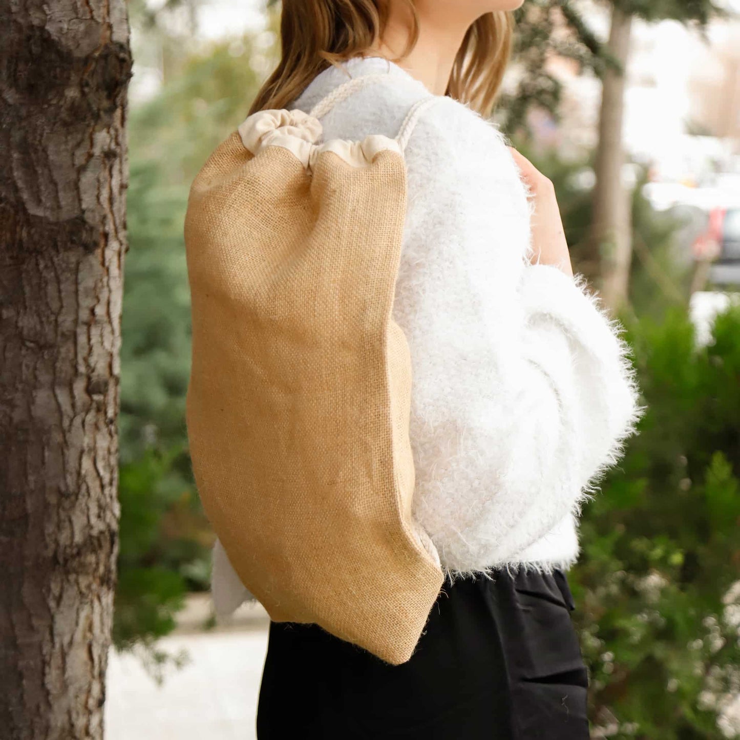Jute Drawstring Bags / Natural Burlap Backpacks - BPK13