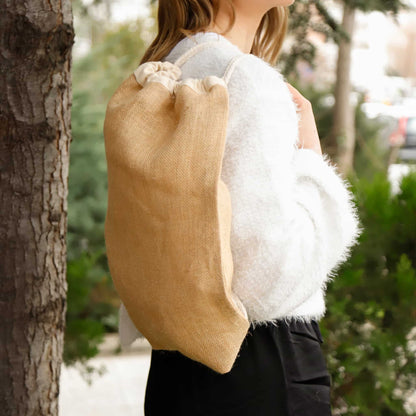 Jute Drawstring Bags / Natural Burlap Backpacks - BPK13
