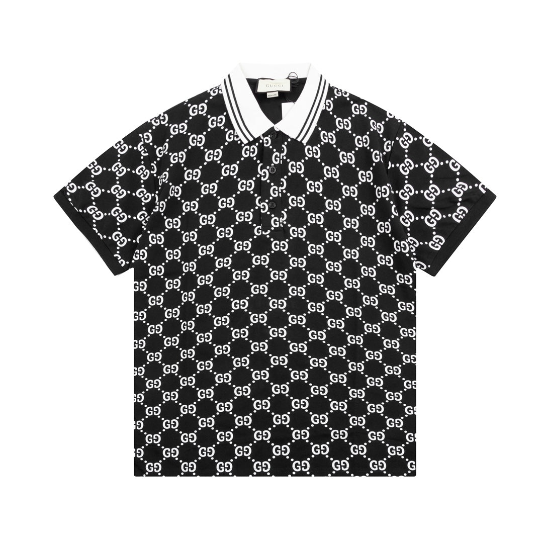 Cotton Vintage Print Polo Shirt