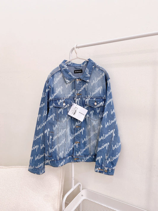 All-Over Lettering Denim Jacket