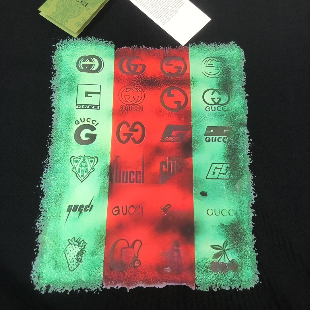 Red Green Patchwork Print T Shirt