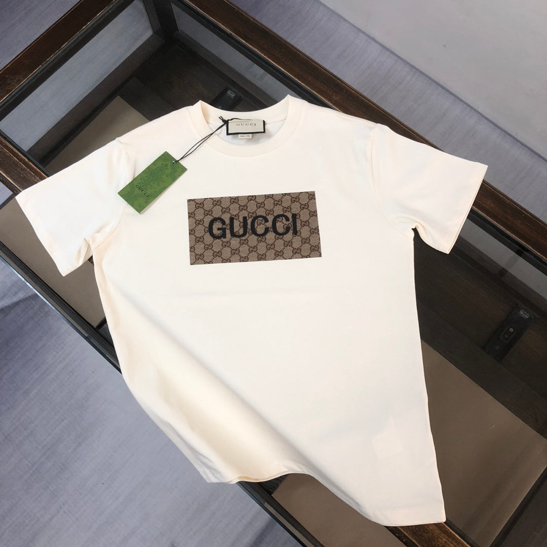 Brown Square Print T Shirt