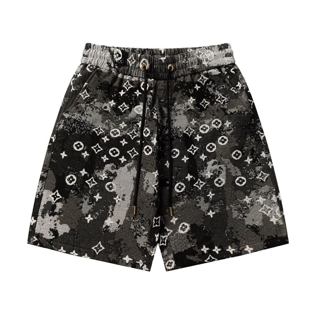 All Over Print Distressed Shorts