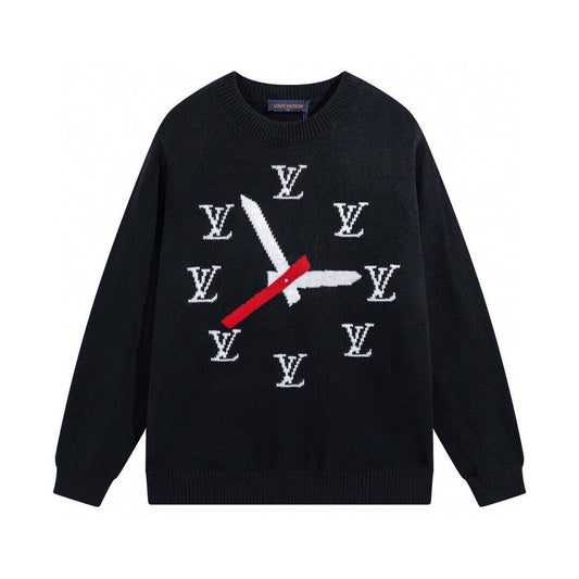 Clock Jacquard Knit Sweater