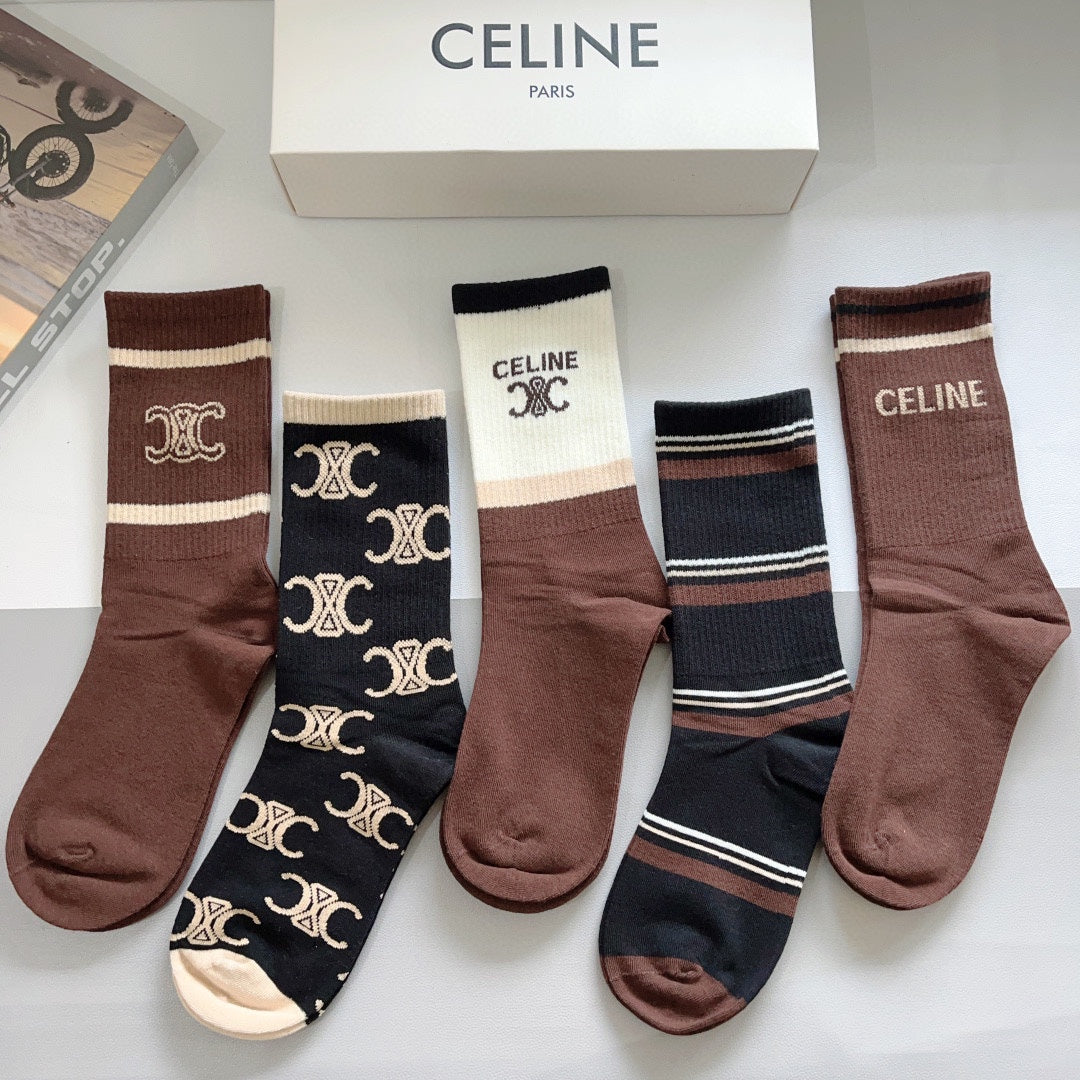 Brown Classic Pattern Socks